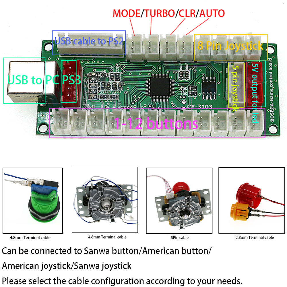 PC360 PS2 & PS3 4 In 1 Arcade  - مراجعة Arcade Button Pcb وسعره